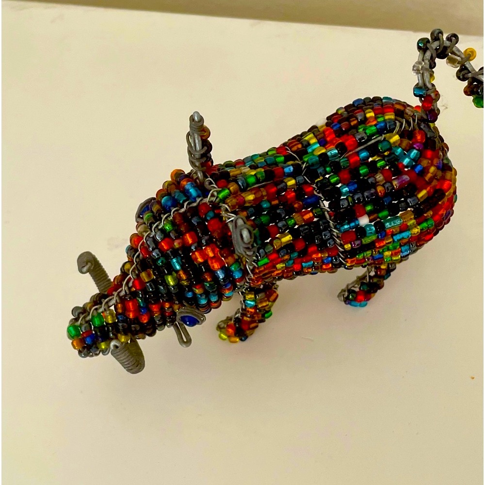 Wild Boar Wire and Bead Sculpture   Vintage Africa